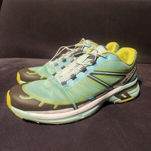 Salomon Women’s Light Blue & Lime Trail Running Shoes
